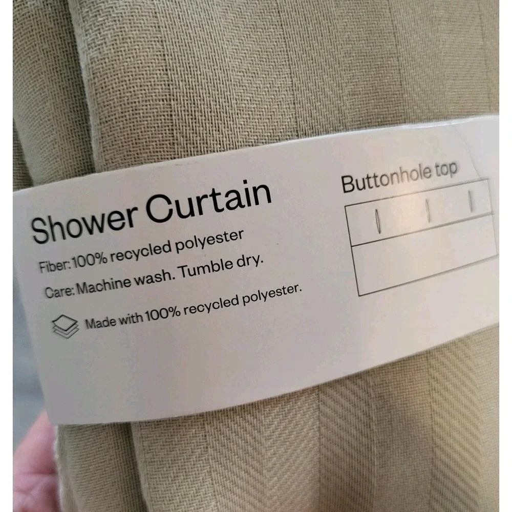 New Room Essentials Tan Herringbone Fabric Shower Curtain 72x72